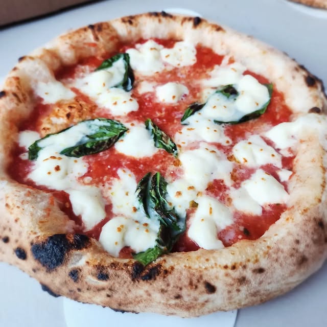 A wood-fired Neapolitan pizza from Under Fire Pizza